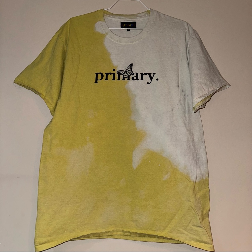Primary Yellow and White Custom Tie Dye Men's Shirt